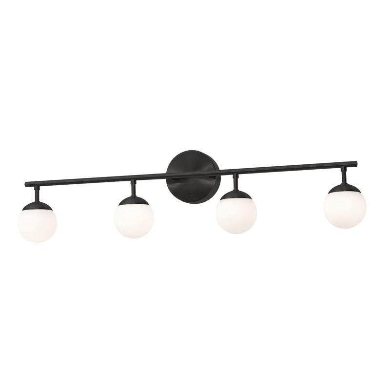 AFX Lighting PRLV3208L30D1BK Pearl 32 Inch LED Bath Vanity Light In Black With White Glass Globes