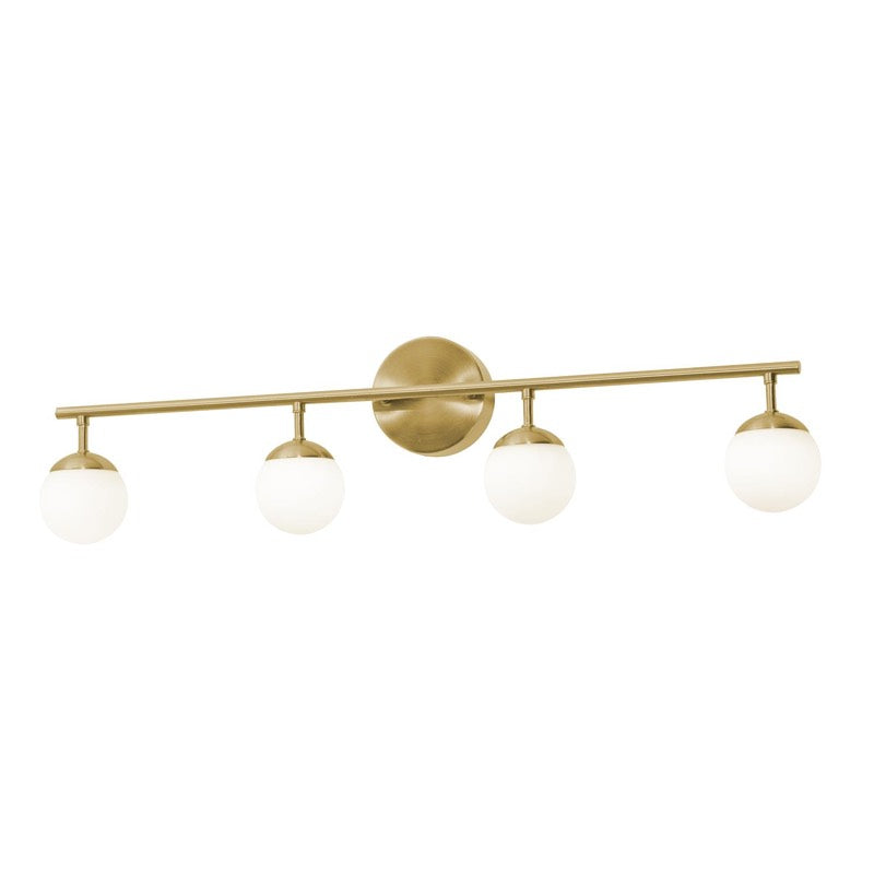 AFX Lighting PRLV3208L30D1SB Pearl 32 Inch LED Bath Vanity Light In Satin Brass With White Glass Globes