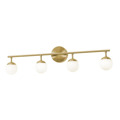 AFX Lighting PRLV3208L30D1SB Pearl 32 Inch LED Bath Vanity Light In Satin Brass With White Glass Globes