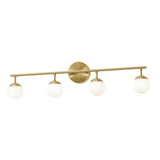 AFX Lighting PRLV3208L30D1SB Pearl 32 Inch LED Bath Vanity Light In Satin Brass With White Glass Globes