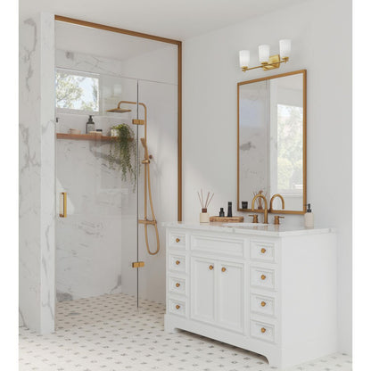 Progress Lighting P300467-012 Adley 3 light satin brass bath vanity wall light in bathroom
