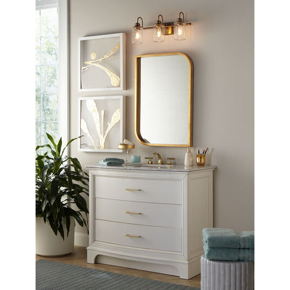 Progress Lighting Aiken 3 light vintage brass bath vanity wall light in bathroom
