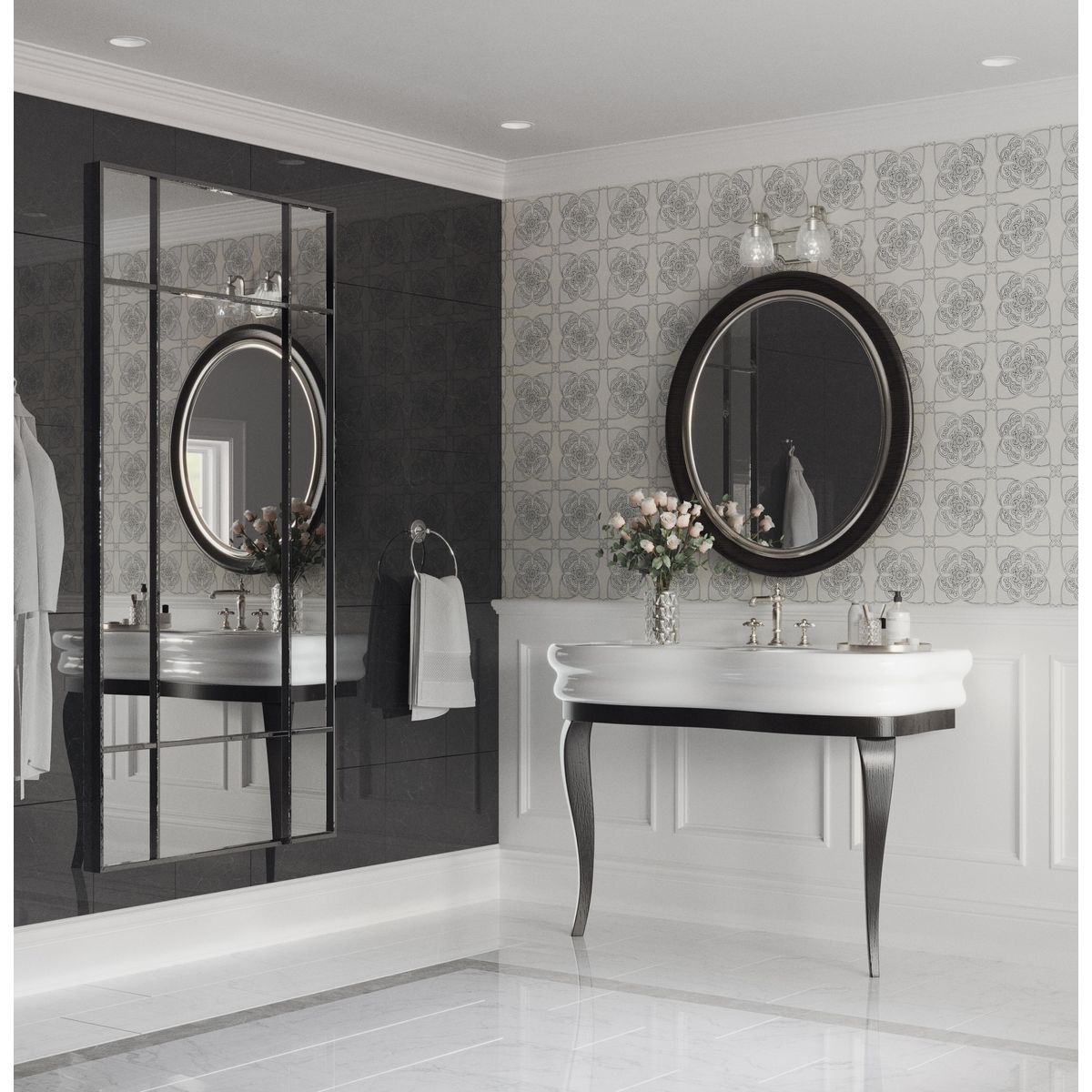 Progress Lighting Anjoux 2 Light Silver Ridge Bath Vanity Wall Light in bathroom setting