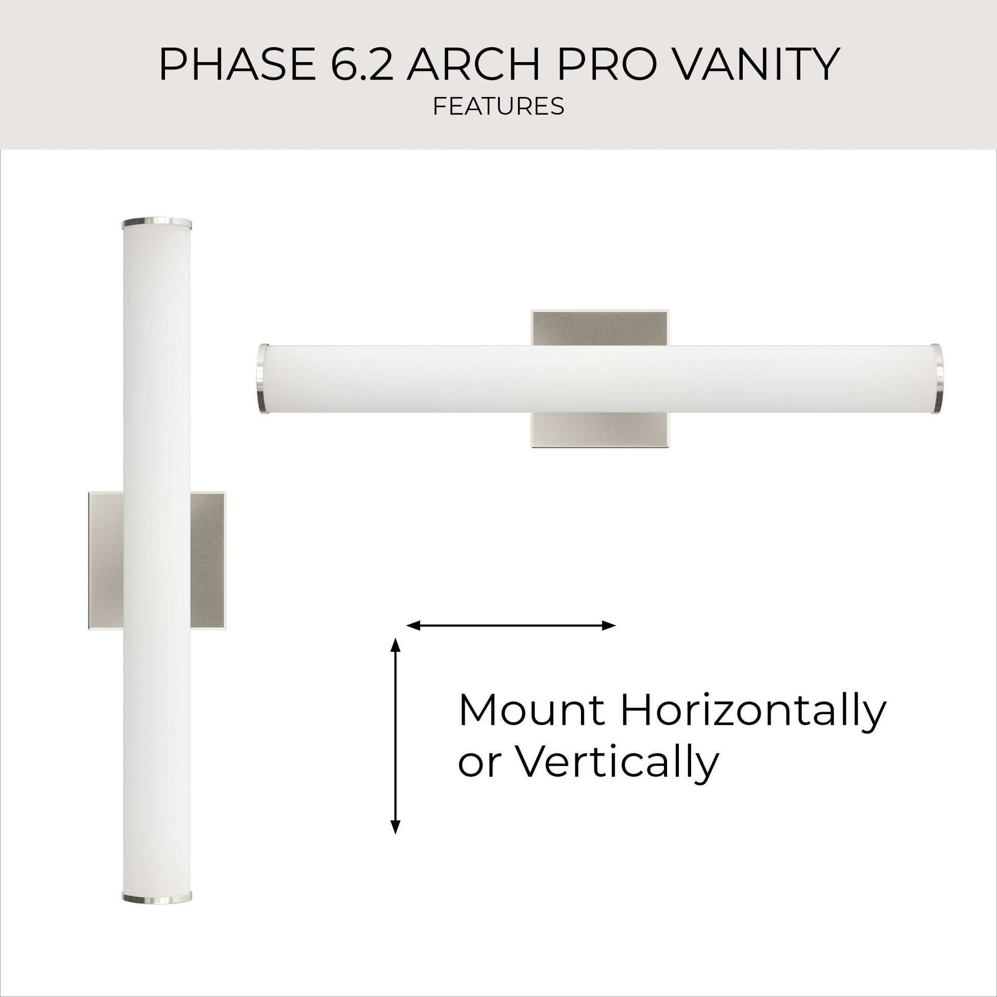 Progress Lighting P300553-009-CS Phase 6.2 LED Bath Vanity Wall Light - Horizontal and Vertical Mounting Features