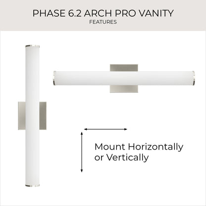 Progress Lighting P300553-009-CS Phase 6.2 LED Bath Vanity Wall Light - Horizontal and Vertical Mounting Features