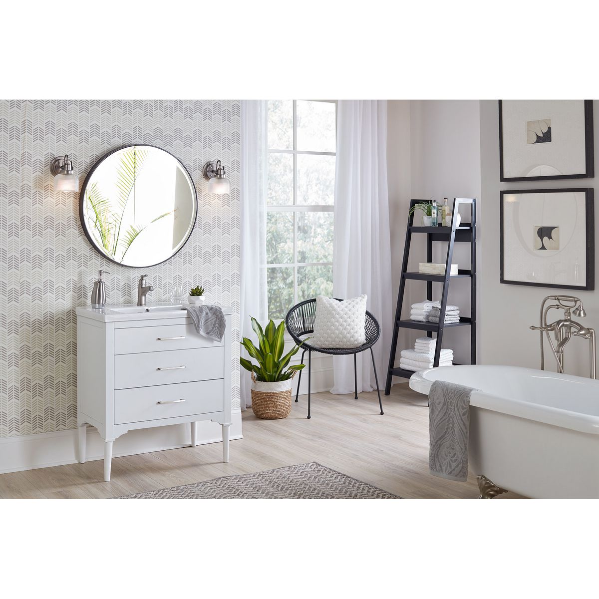 Progress Lighting P2989-81 Archie 1 Light Antique Nickel Bath Vanity Wall Light - Lifestyle Application Shot
