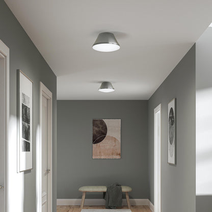 Progress Lighting P350305-009 Avra Flush Mount in Brushed Nickel installed in a hallway - daytime lifestyle view