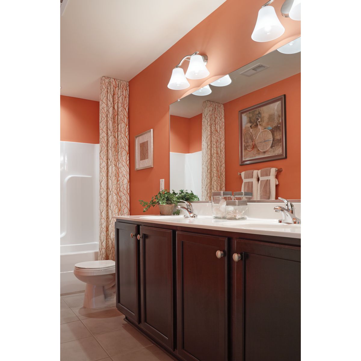Progress Lighting Bravo bath vanity wall light installed above bathroom mirror