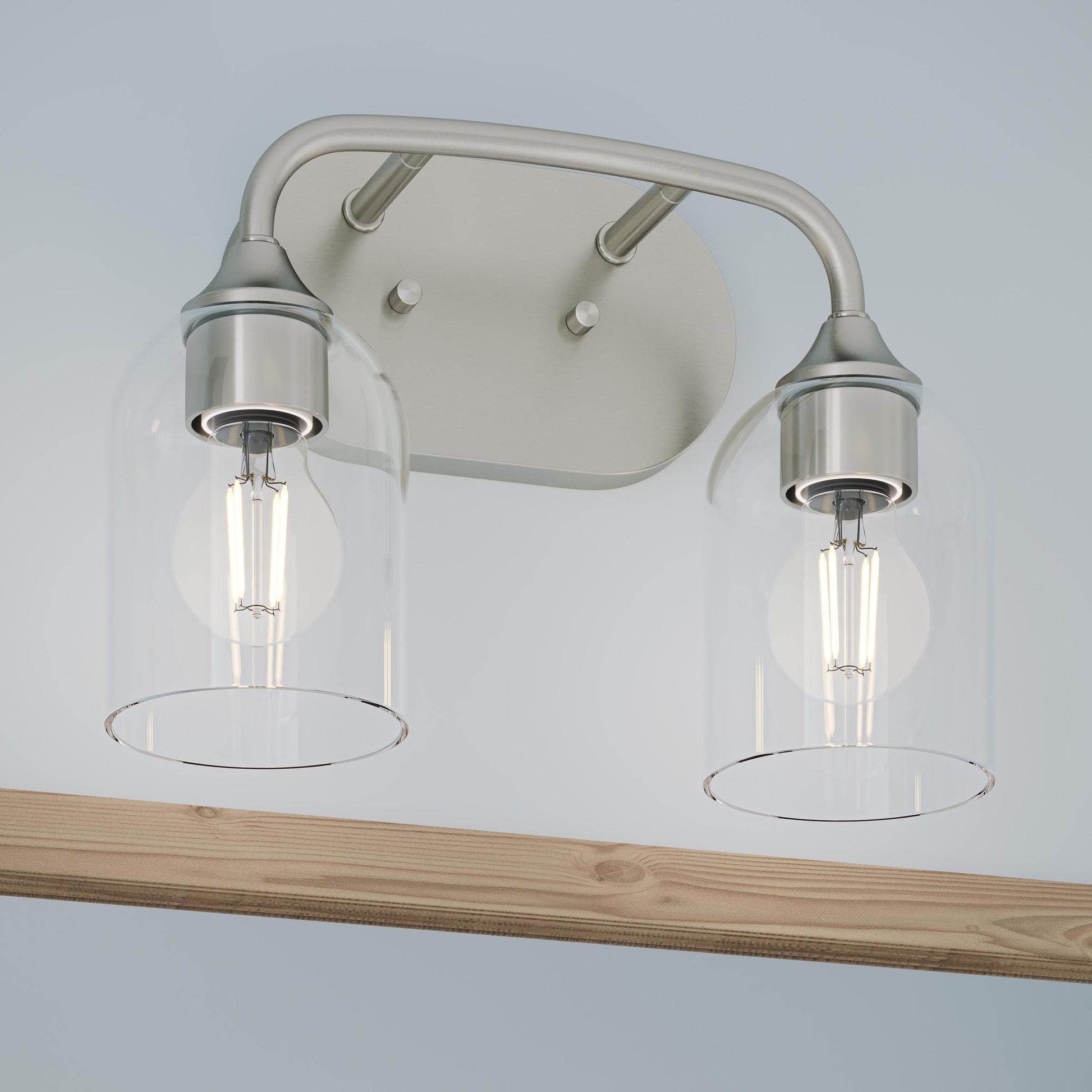 Progress Lighting Ilia P300572-009 2-Light Bath Vanity Detail Shot in Brushed Nickel