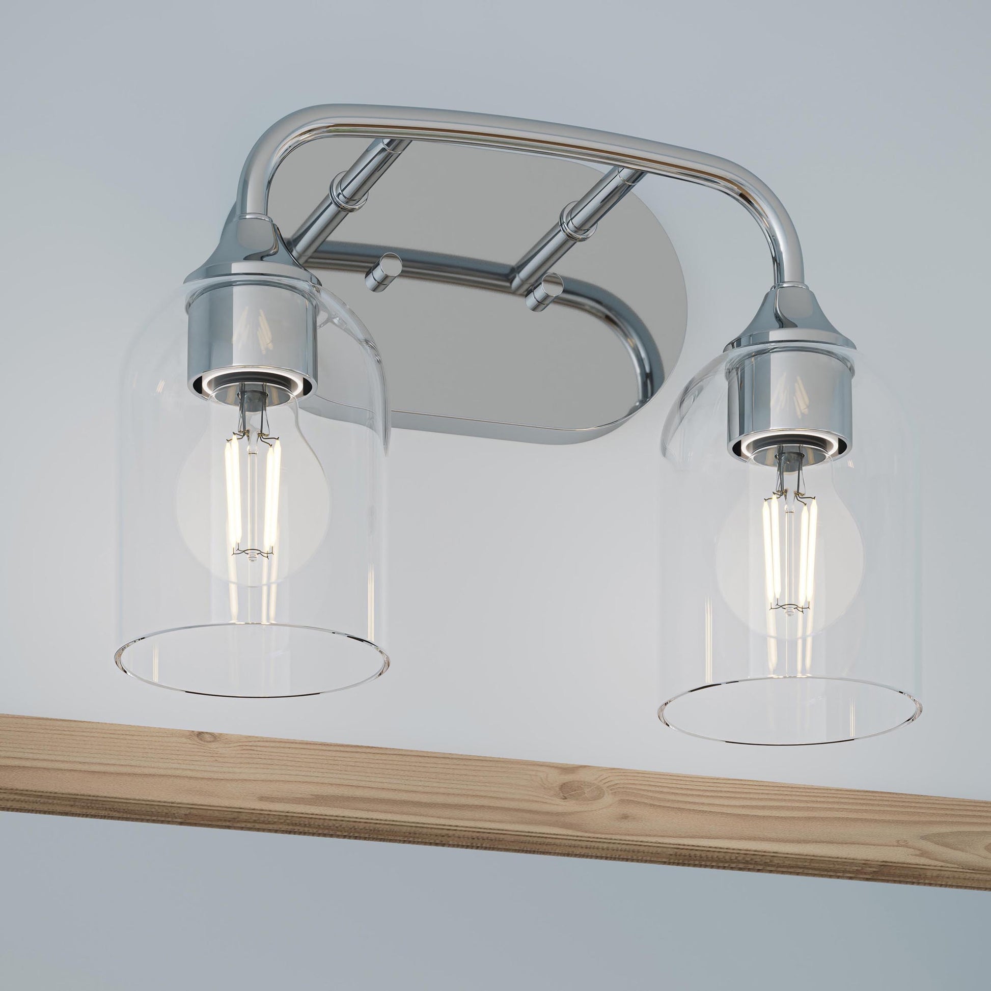 Progress Lighting P300572-015 Ilia 2 Light Polished Chrome Bath Vanity Wall Light - Detail Close-Up