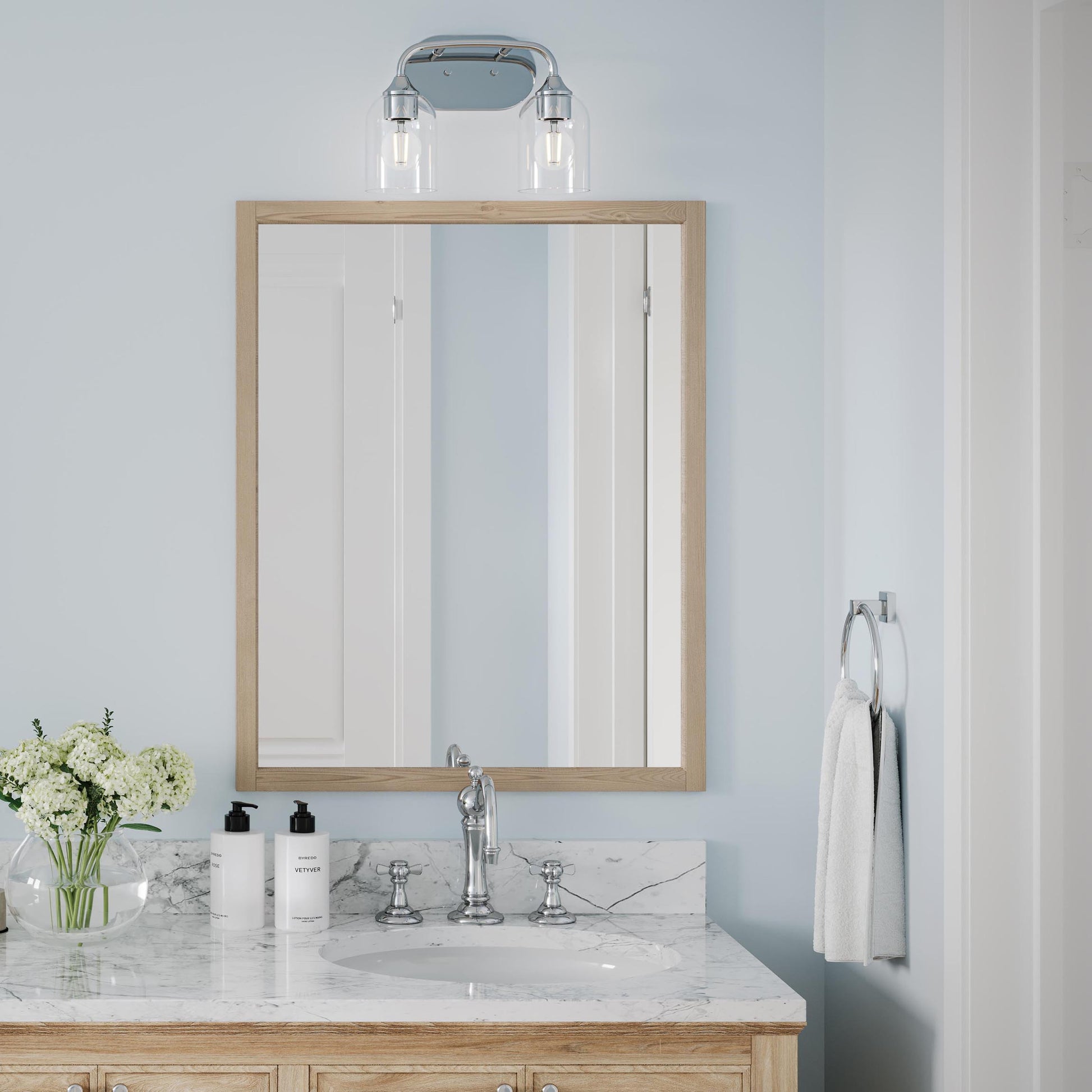 Progress Lighting P300572-015 Ilia 2 Light Polished Chrome Bath Vanity Wall Light - Bathroom Lifestyle Day