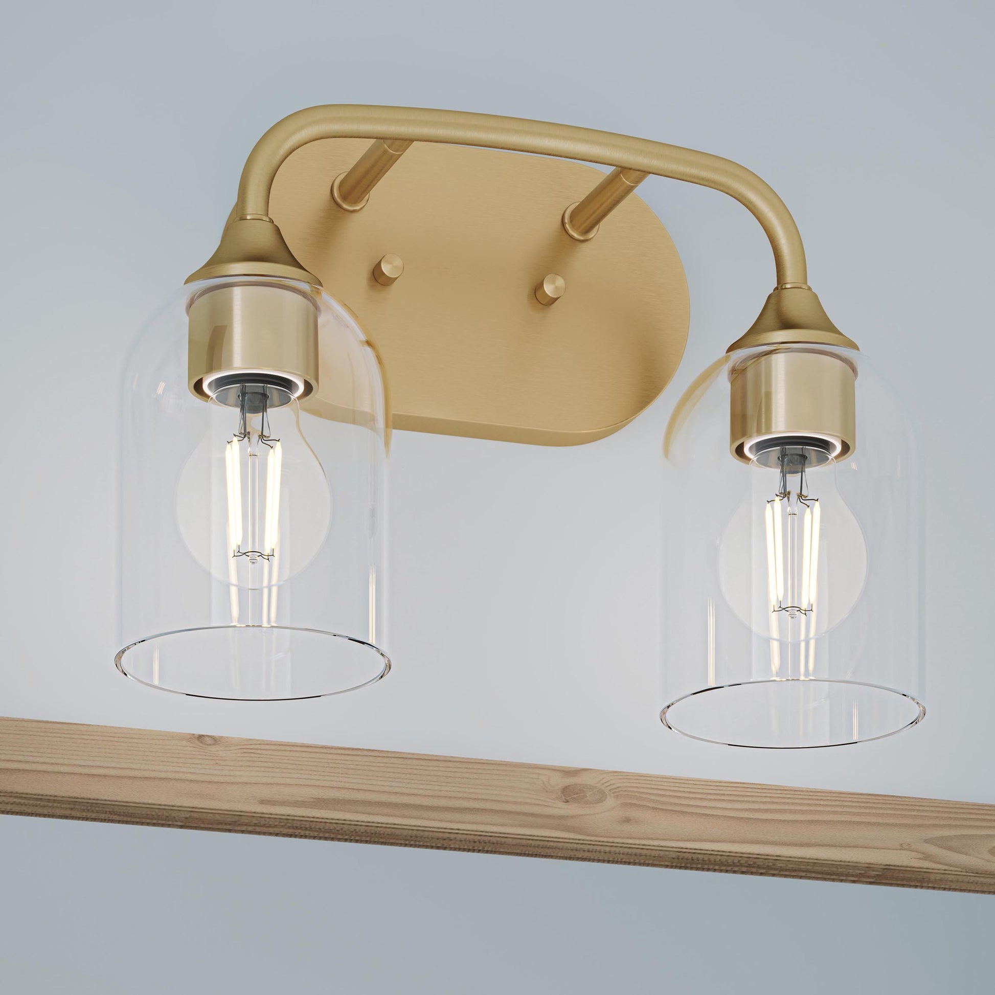 Progress Lighting P300572-191 Ilia 2-Light Bath Vanity Brushed Gold Lifestyle Detail Shot