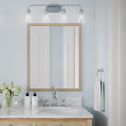 Progress Lighting P300574-015 Ilia 4-Light Polished Chrome Bath Vanity Wall Light - Bathroom Day Lifestyle