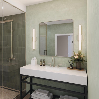 Progress Lighting P300550-009-CS Phase 6.1 LED Linear Vanity Light in Brushed Nickel installed in modern bathroom - daytime scene