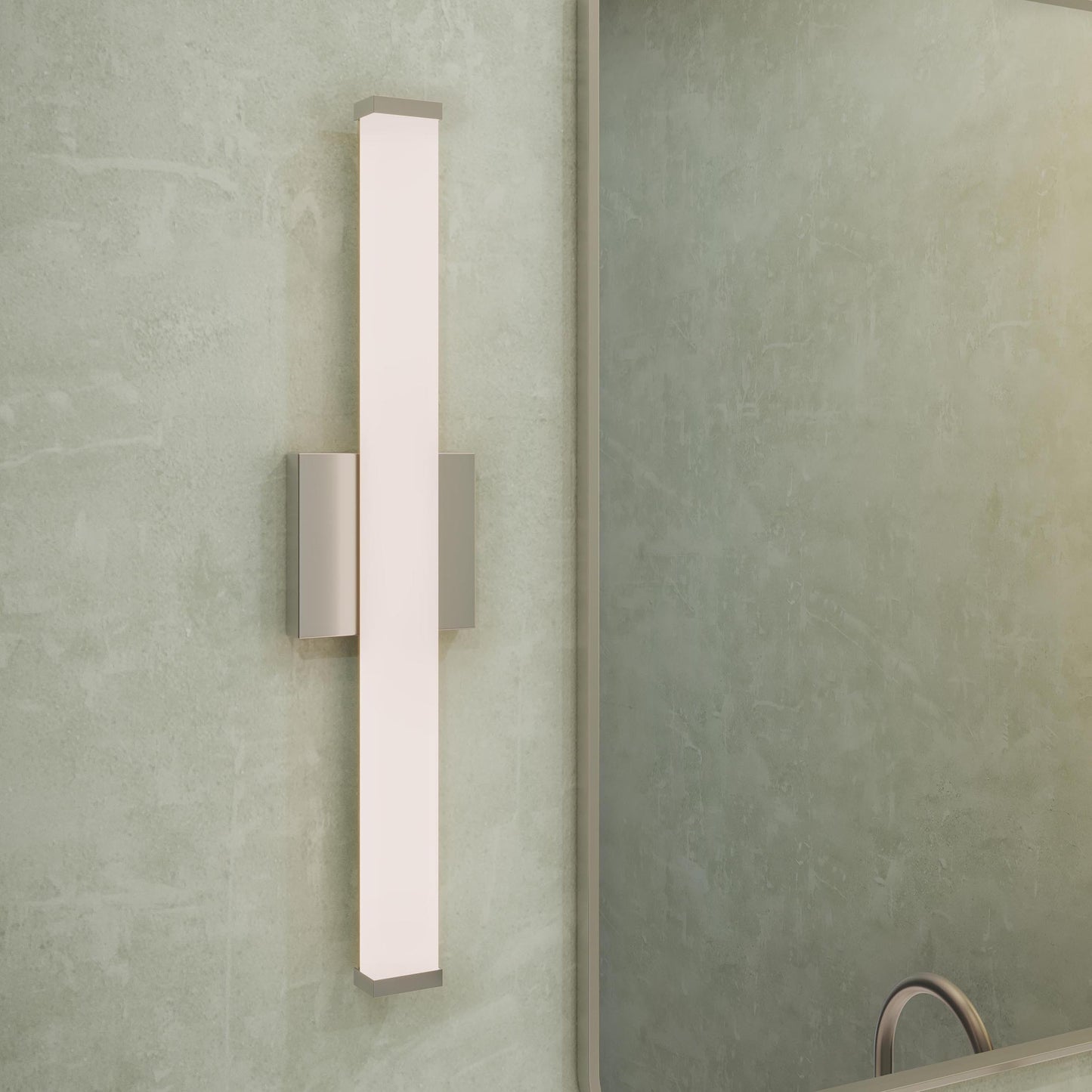 Progress Lighting P300550-009-CS Phase 6.1 LED Linear Vanity Light in Brushed Nickel - close-up detail view mounted vertically