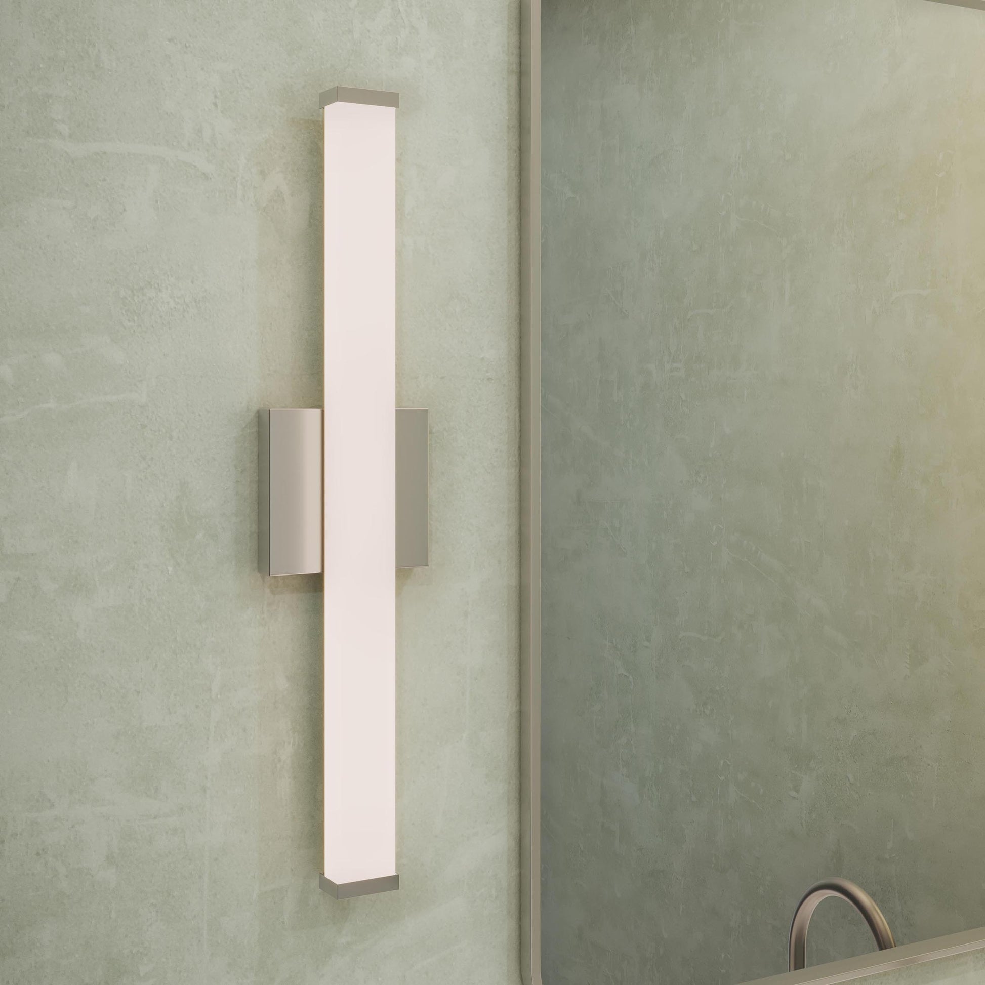 Progress Lighting P300550-009-CS Phase 6.1 LED Linear Vanity Light in Brushed Nickel - close-up detail view mounted vertically