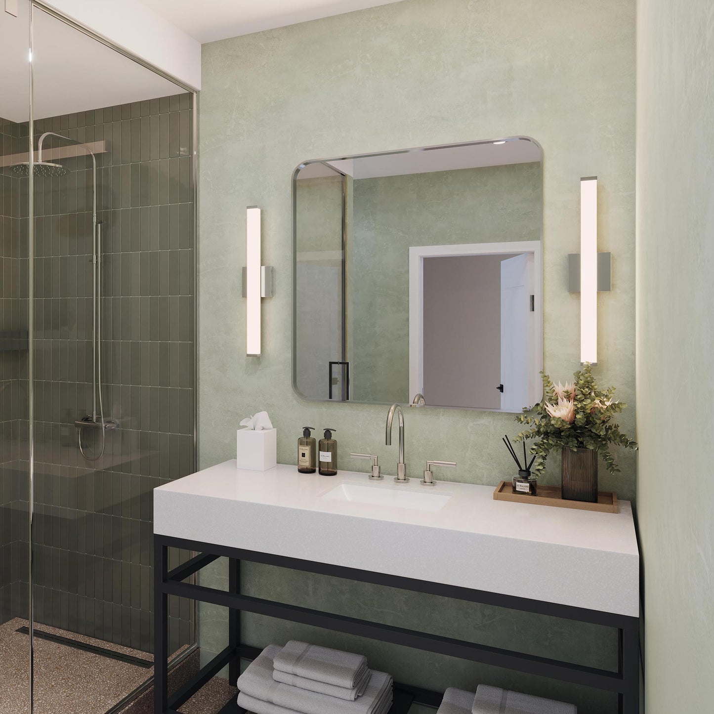 Progress Lighting P300550-015-CS Phase 6.1 LED Linear Bath Vanity Wall Light - Daytime Bathroom Lifestyle
