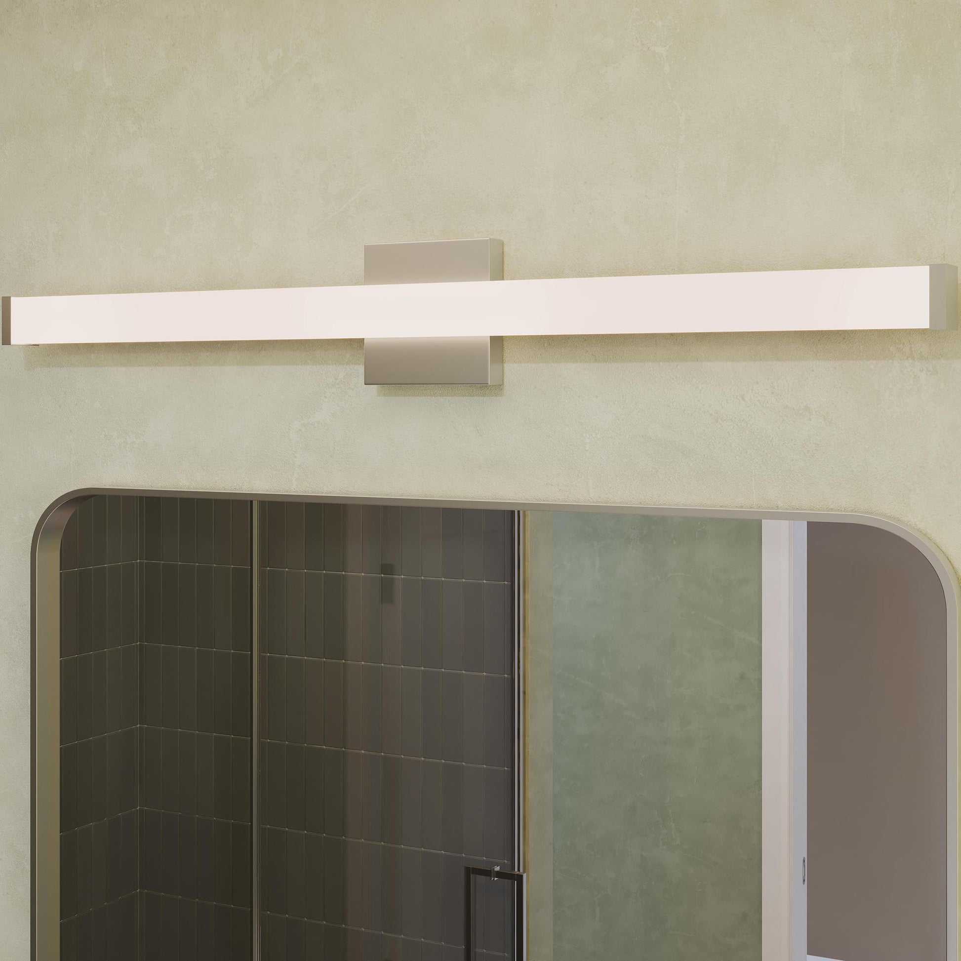 Progress Lighting P300551-009-CS Phase 6.1 LED 36 Inch Brushed Nickel Bath Vanity Wall Light - Detail Close-Up Application Shot