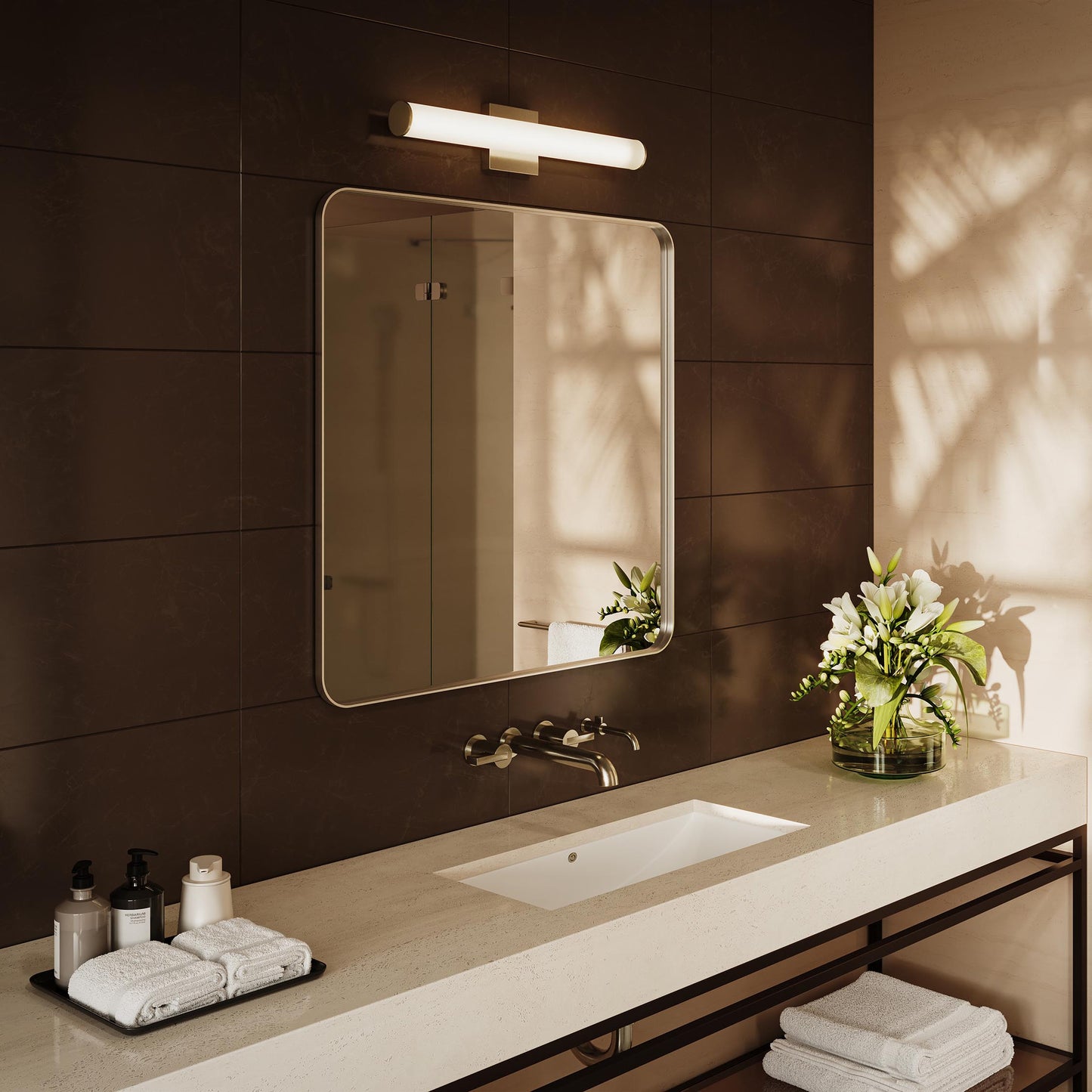 Progress Lighting P300553-009-CS Phase 6.2 LED Bath Vanity Wall Light - Lifestyle Application in Bathroom