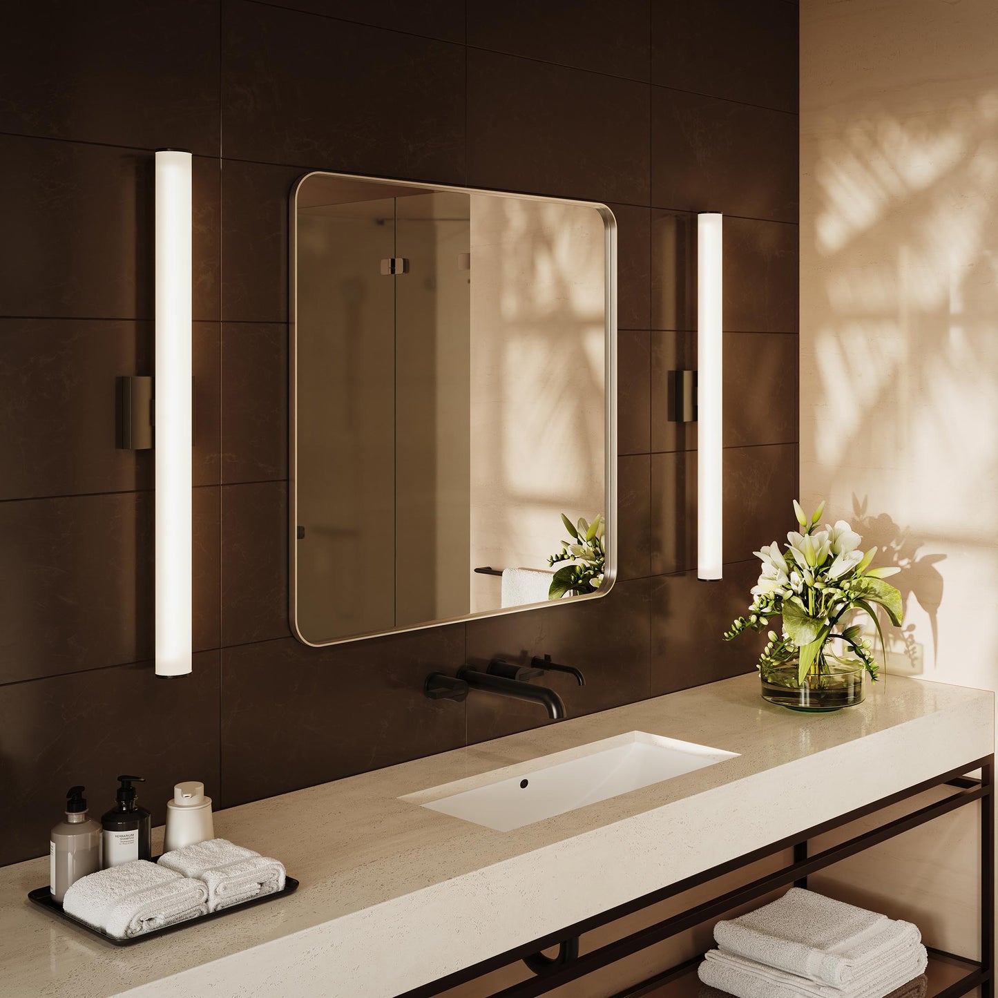 Progress Lighting P300554-031-CS Phase 6.2 LED Black Linear Vanity Light - Bathroom Lifestyle Shot