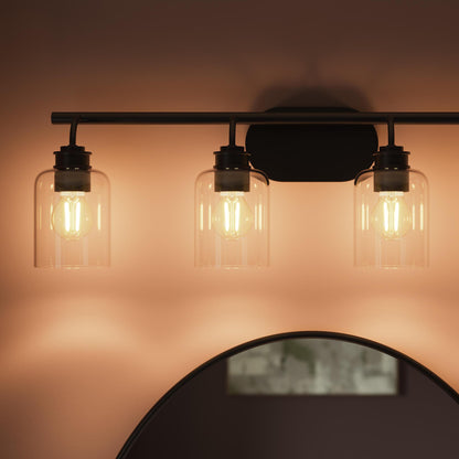 Progress Lighting P300568-31M Reines Matte Black Bath Vanity Wall Light - Illuminated Application Shot