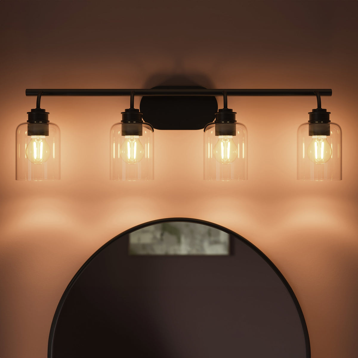 Progress Lighting P300568-31M Reines Matte Black Bath Vanity Wall Light - Illuminated Detail View