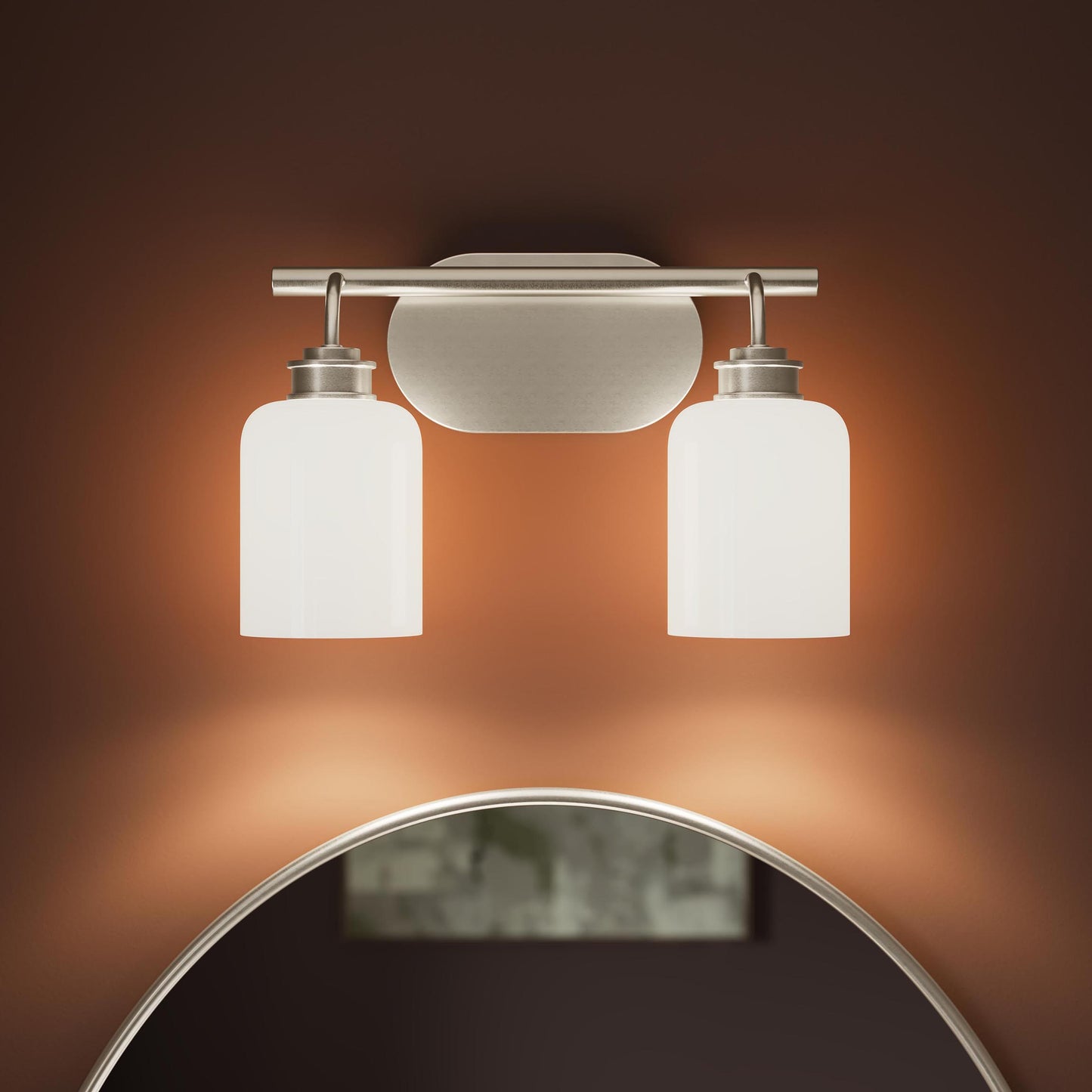 Progress Lighting P300578-009 Reines 2 Light Bath Vanity - close-up detail view lit
