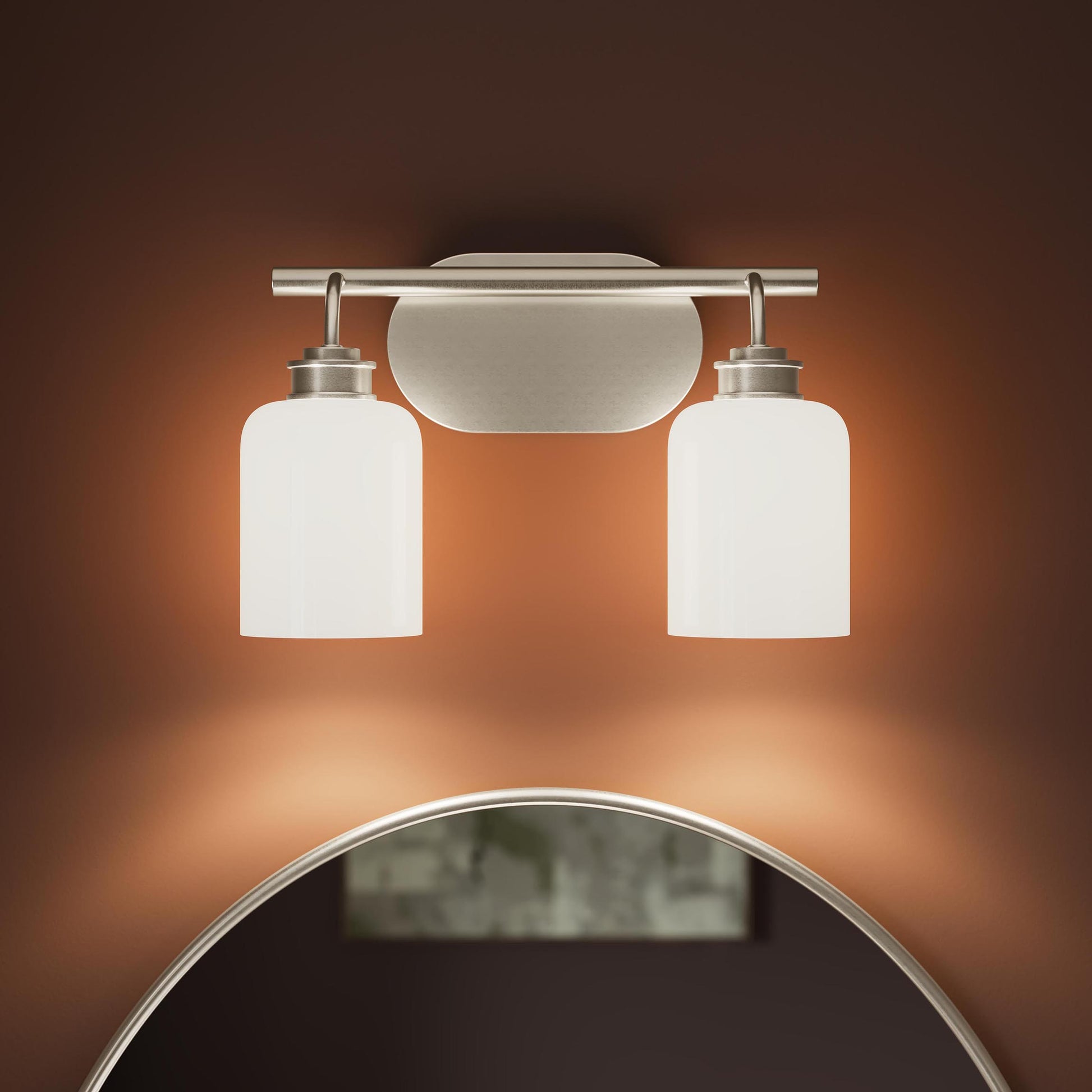 Progress Lighting P300578-009 Reines 2 Light Bath Vanity - close-up detail view lit