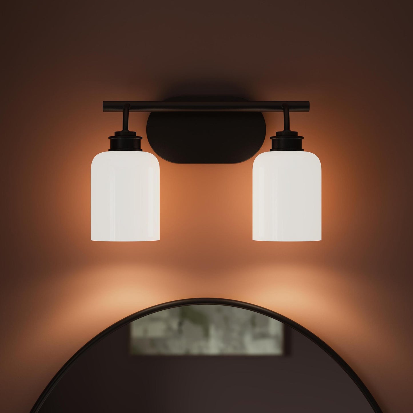 Progress Lighting P300578-31M Reines Matte Black Bath Vanity Wall Light - Lit Detail Close-Up
