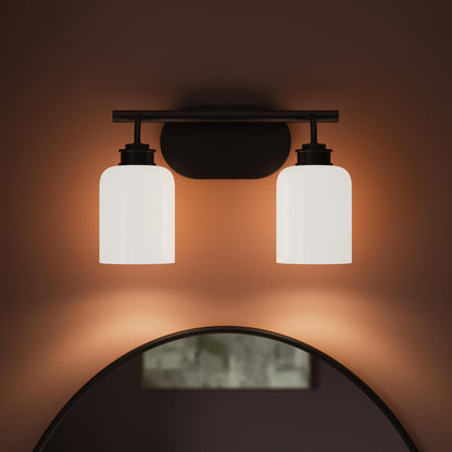 Progress Lighting P300578-31M Reines Matte Black Bath Vanity Wall Light - Lit Detail Close-Up