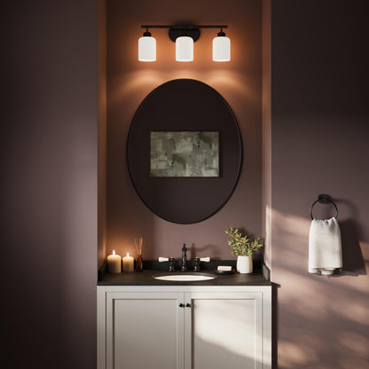 Progress Lighting Reines P300579-31M Matte Black 3-Light Bath Vanity - Daytime Lifestyle