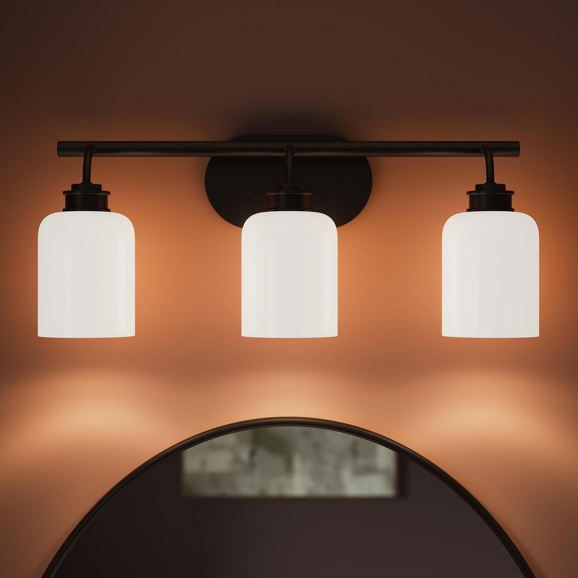 Progress Lighting Reines P300579-31M Matte Black 3-Light Bath Vanity - Detail View