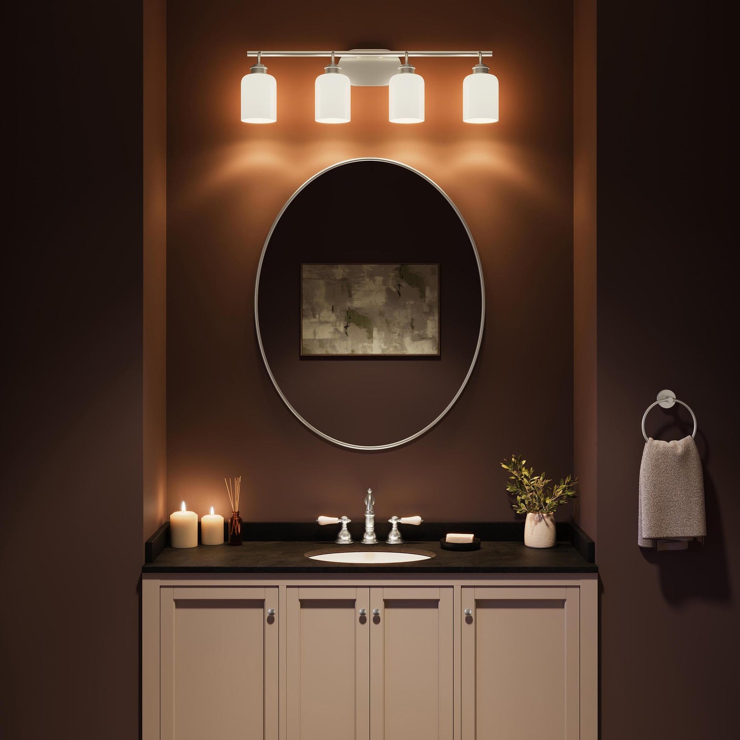 Progress Lighting P300580-009 Reines 4 Light 31.75 inch Brushed Nickel Bath Vanity Wall Light
