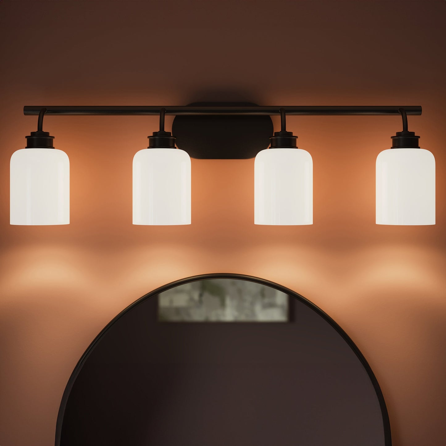 Progress Lighting P300580-31M Reines Matte Black Bath Vanity - Detail Close-Up Application Shot