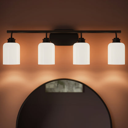 Progress Lighting P300580-31M Reines Matte Black Bath Vanity - Detail Close-Up Application Shot