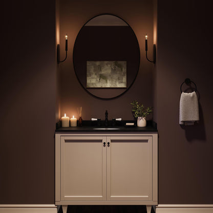 Progress Lighting P710153-31M Reines Matte Black Wall Sconce - Bathroom Lifestyle Night Shot