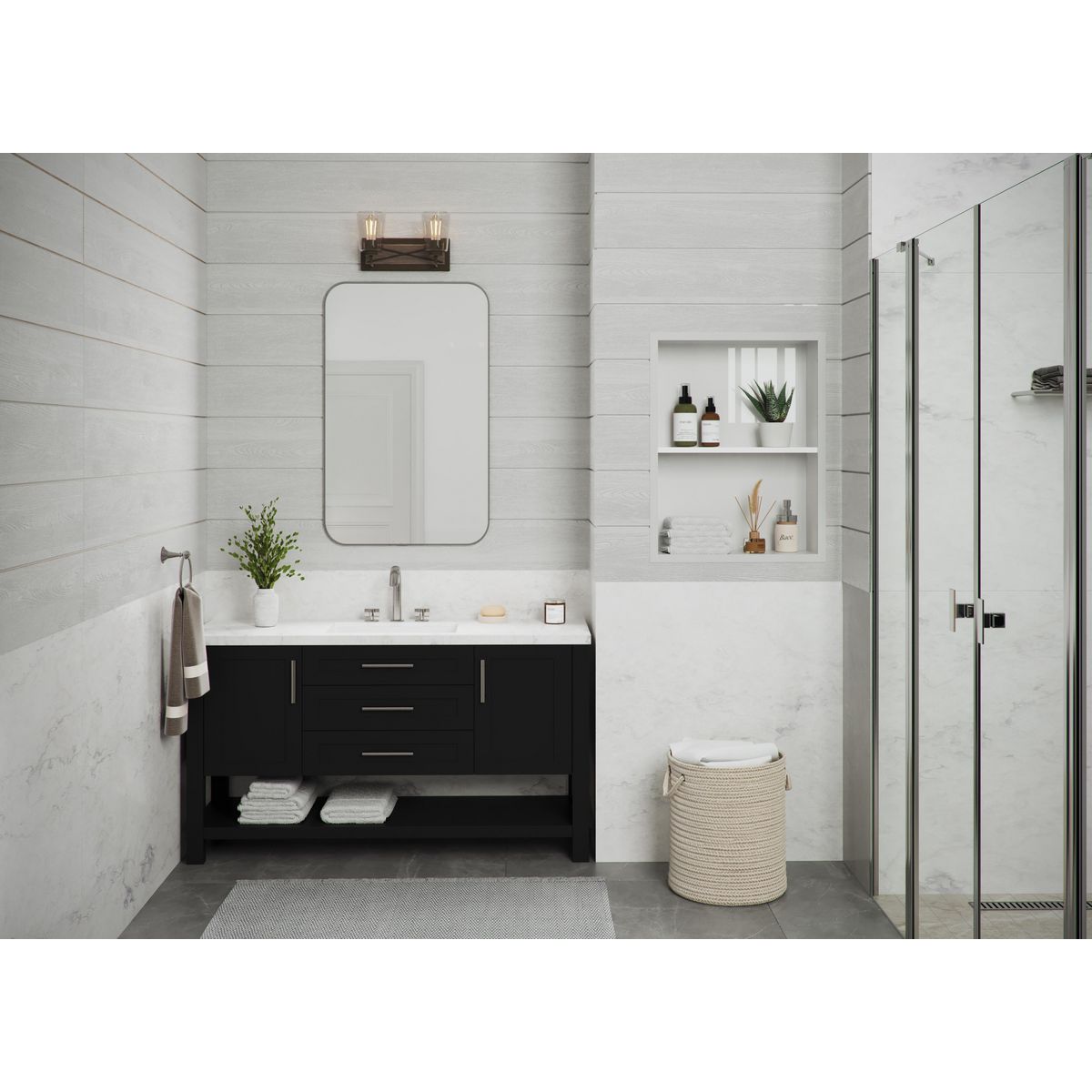 Progress Lighting Briarwood 2 light bath vanity wall light in bathroom setting