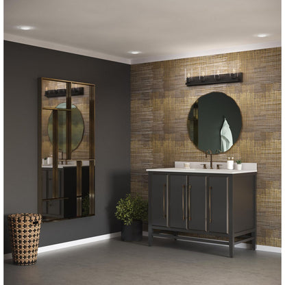 Progress Lighting Goodwin 4 light matte black bath vanity wall light in bathroom setting