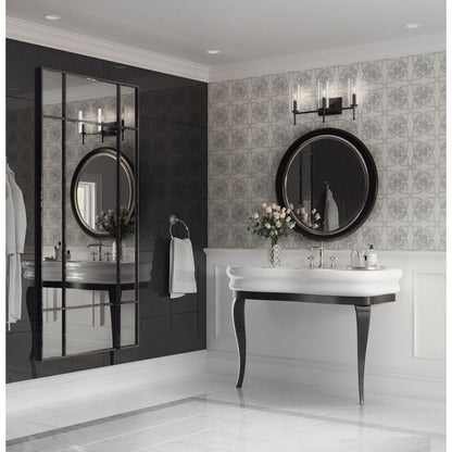 Progress Lighting P300358-31M Elara 3 Light Matte Black Bath Vanity Wall Light Installed in Elegant Bathroom