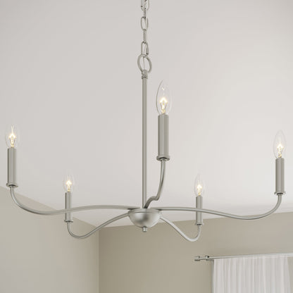 Progress Lighting Ilia P400462-009 Brushed Nickel Chandelier in Bedroom Setting