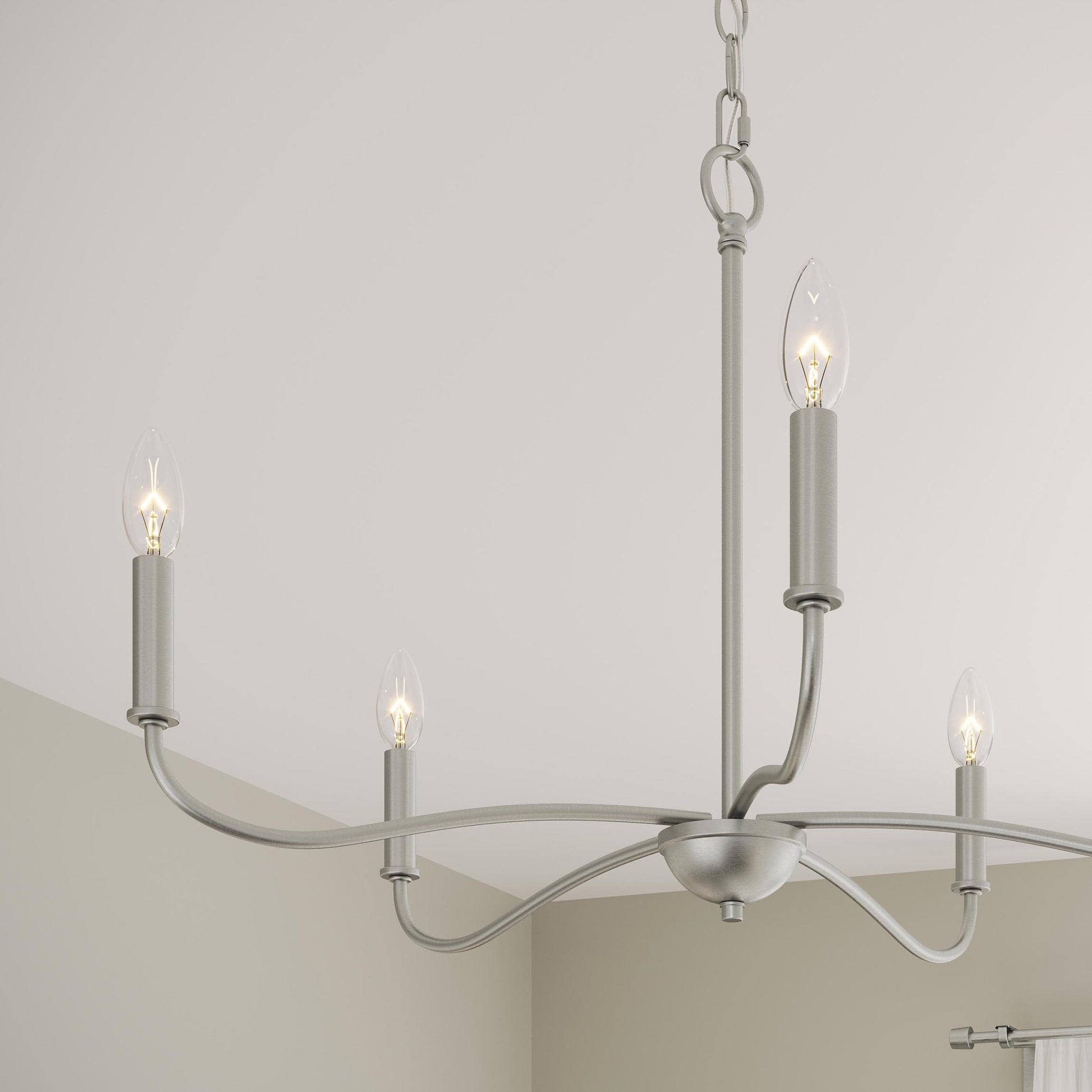 Progress Lighting Ilia P400462-009 Brushed Nickel Chandelier - Bedroom Detail Close Up