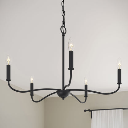Progress Lighting P400462-31M Ilia Matte Black Chandelier lifestyle detail view