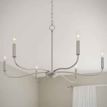 Progress Lighting Ilia P400463-009 Brushed Nickel Chandelier detail view in bedroom setting