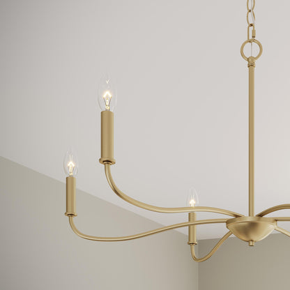 Progress Lighting P400463-191 Ilia 6 Light 34 Inch Brushed Gold Chandelier Ceiling Light