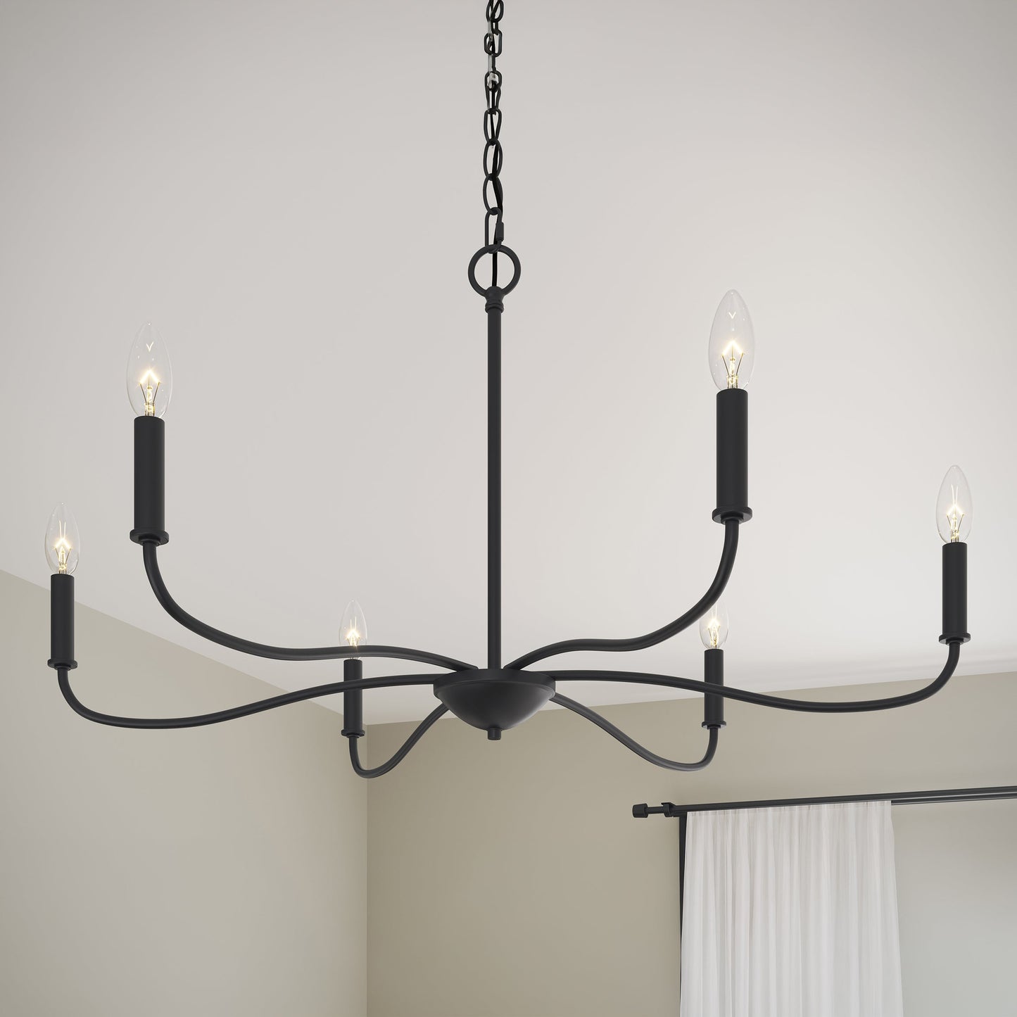 Progress Lighting Ilia P400463-31M Matte Black Chandelier Close-Up Detail View
