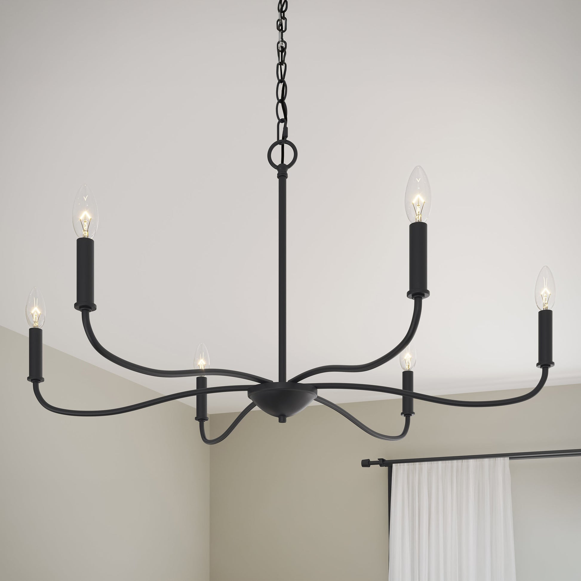 Progress Lighting Ilia P400463-31M Matte Black Chandelier Close-Up Detail View