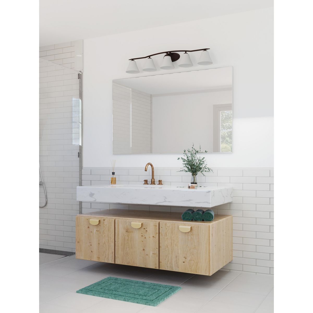 Progress Lighting P2016-20W Bravo 5 Light Antique Bronze Bath Vanity Wall Light - Lifestyle Application