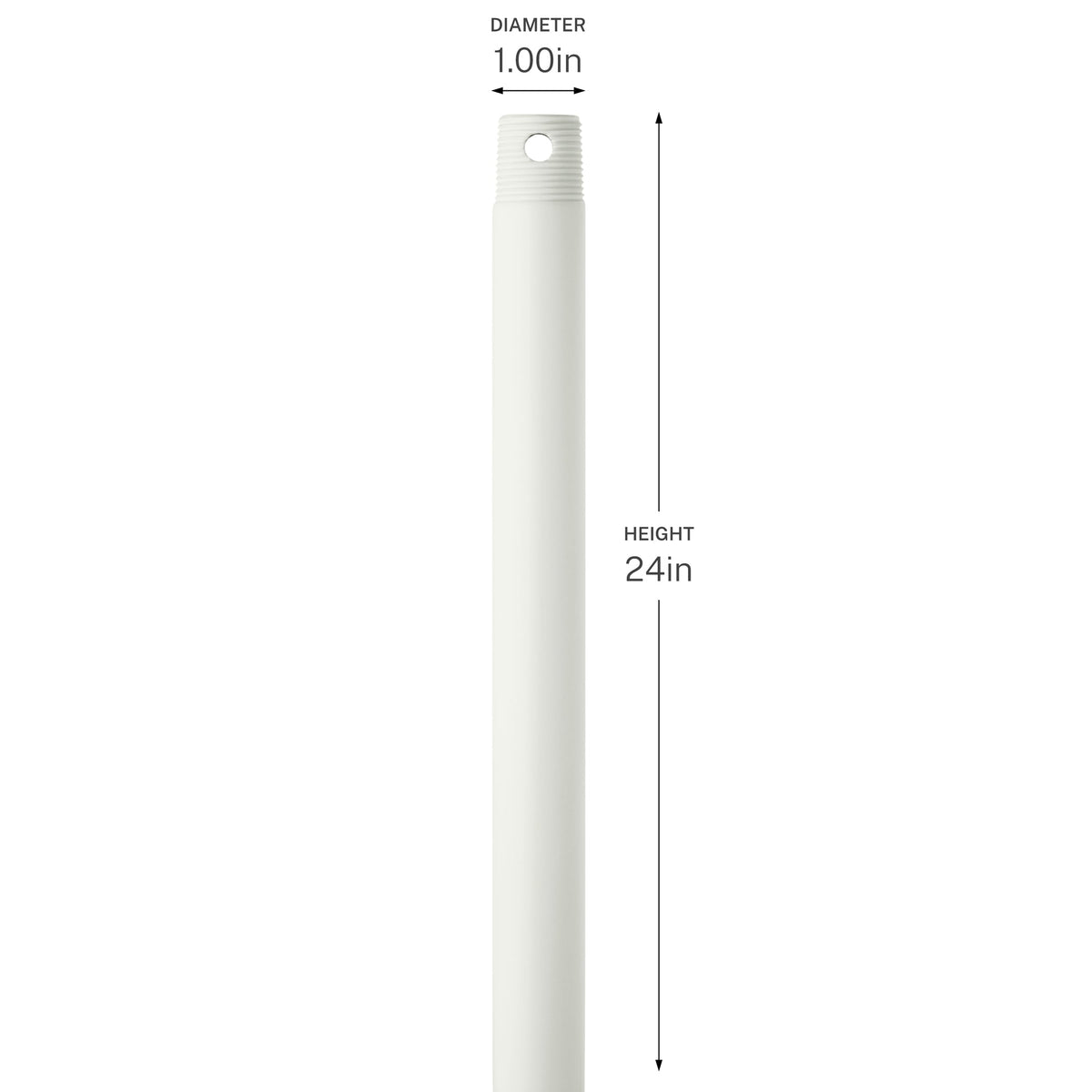 Progress Lighting C2605-MWH Downrod 24 inch Matte White Ceiling Fan Downrod Dimensions Diagram