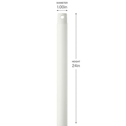 Progress Lighting C2605-MWH Downrod 24 inch Matte White Ceiling Fan Downrod Dimensions Diagram