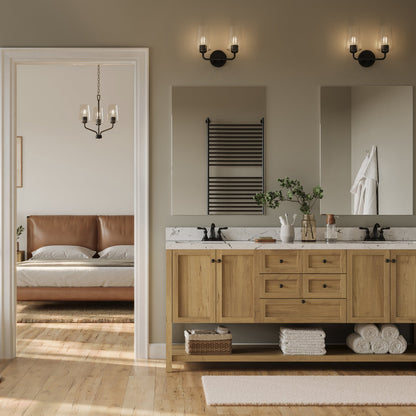 Progress Lighting Celino black bath vanity wall lights in bathroom setting
